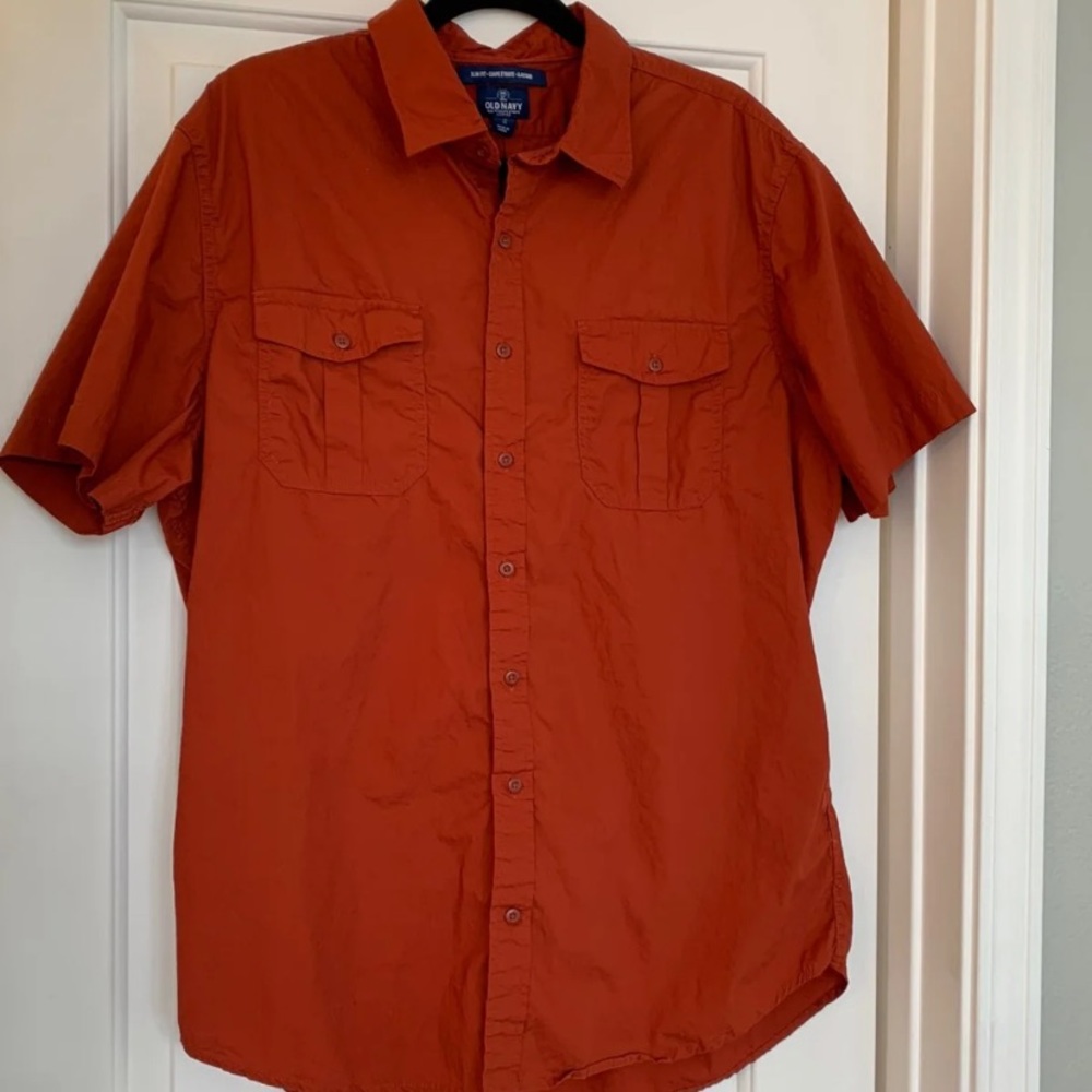 Burnt Orange Short Sleeve Button-Up